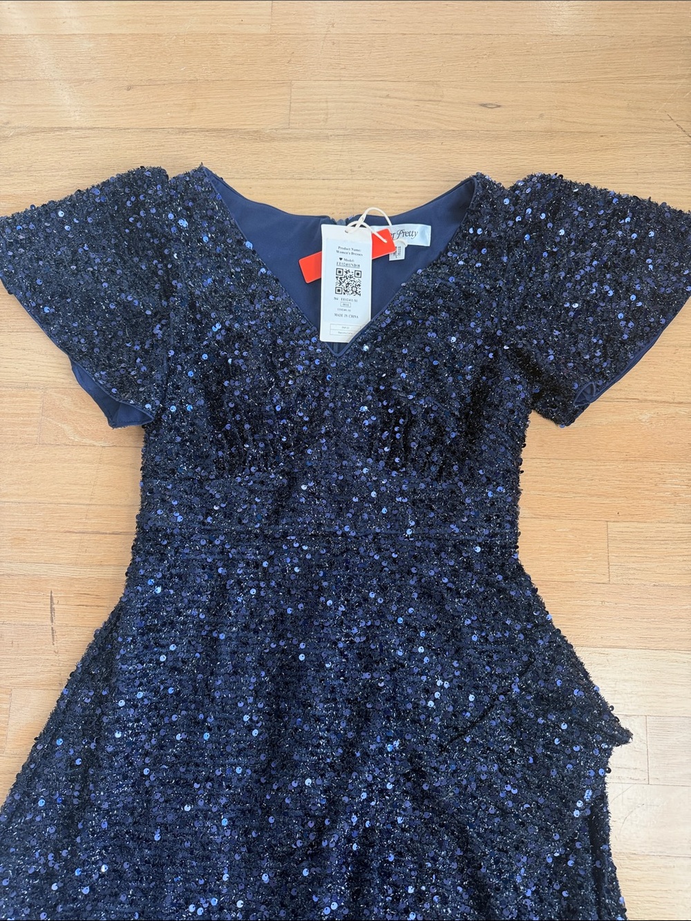 Ever Pretty Navy Sequin V-Neck High-Low Cocktail Dress - Picture 3 of 4